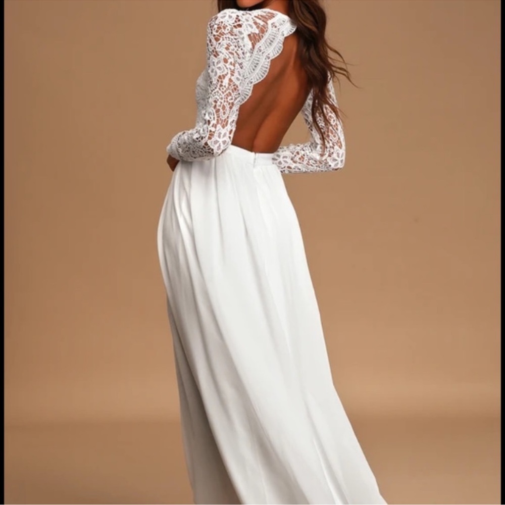 NWT - Lulus White Long Sleeve Bridal Dress - Picture 2 of 13